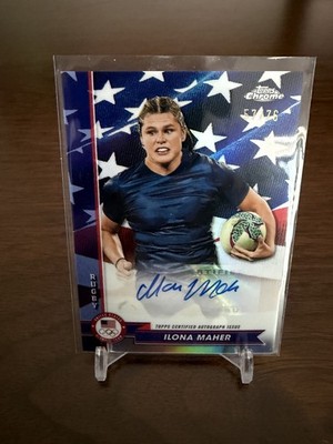 2024 Topps Chrome U.S. Olympic Team - Auto Ilona Maher Us Flag Refractor /76