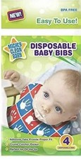 Mighty Clean Disposable Baby Bibs 4-Pack   Waterproof, Leak-Proof, Blue   Travel