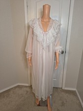Vintage Ruffle Lace Cottagecore Farmhouse Fairy Nightgown Set Size Large -DP34