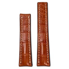 Genuine Alligator Watch Band  Cognac  Aero  For Breitling Deploy