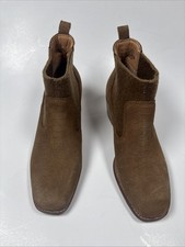 Crown Vintage Brown Suede Ankle Booties Women s 6.5M Block Heel Pull On