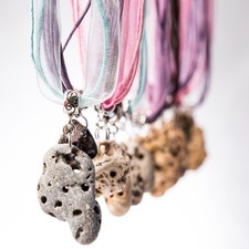 Hag Stone Faerie Stone Pendant Necklace: UK Coastal Wishing Amulet,