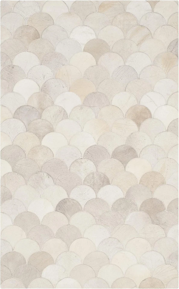 Area Rug Natural Cowhide Hair on Patch Work Leather Carpet Room C-06 - Image 2 of 4
