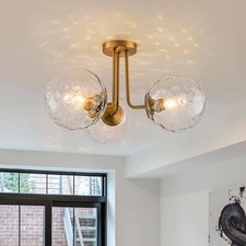 LLHZSY 20.1 in. 3-Light Gold Modern Sputnik Semi-Flush Mount Ceiling Light