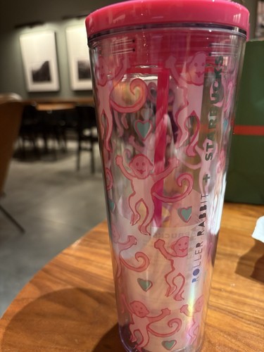 NEW Starbucks x Roller Rabbit Limited Edition Collab Pink Monkey 24 oz ...