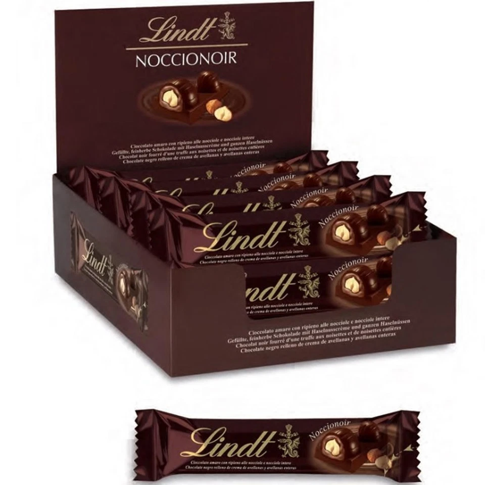 Barretta NoccioNoir Cioccolato Fondente Con Nocciole Lindt 18 Barrette da 35 g
