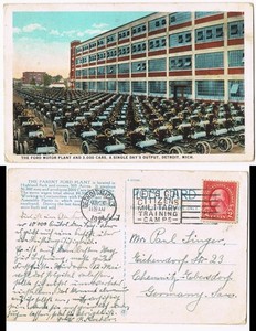 Postcard Detroit Ford Motor Plant (Autofabrik) 1924