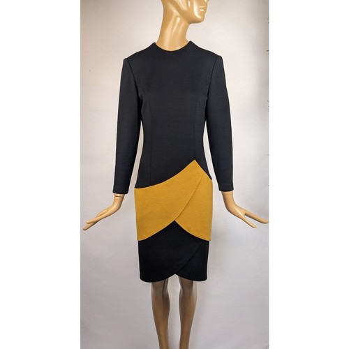 80s tailored Hanae Mori vintage color block dress - Picture 2 of 6