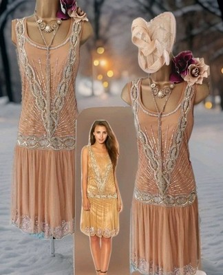 Frock and frill zelda lace beaded gold gatsby flapper dress evening party  16 | eBay