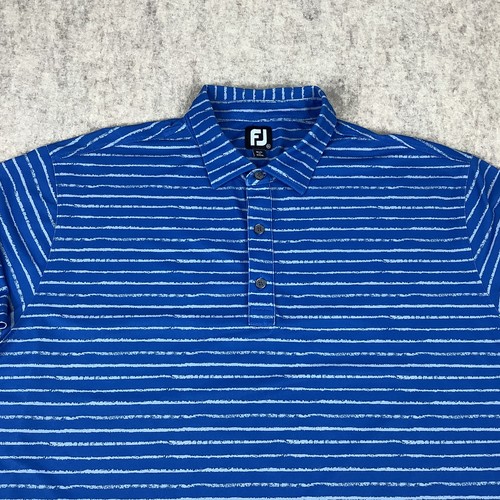 FootJoy FJ Poloshirt Herren 2XL Blau Grau Streifen Stretch Kurzarm Golf - Bild 6 von 12