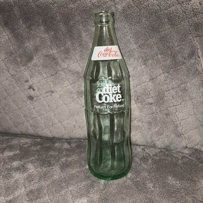 VTG Diet Coke Green Clear Glass Soda Bottle 16.9 fl oz Collectible Coca-Cola