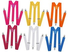 6 Pack Y Back Style Unisex Suspenders Adjustable Rainbow Elastic Classic Color