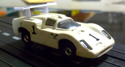 AURORA TJET NICE HO #1491 CHAPARRAL 2F FLAMETHROWER WHITE #1 W/CHASSIS TYCO AFX