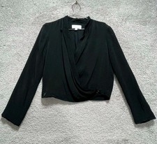 Anthropologie ett:twa Buttoned Wrap Blazer Black Cropped Jacket US Size 8 M