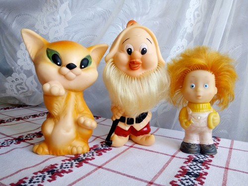 Vintage rubber toys Fox, dwarf and boy 70-80s USSR - Picture 2 of 8