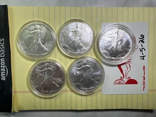 American Silver Eagle 1 oz Fine Silver Round Lot Of 5