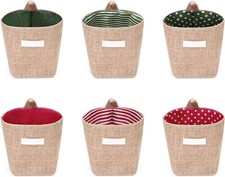 Diakey 6 Pack Hanging Basket, Small Wall Storage Baskets for Organizing, Burlap
