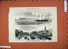 Old Antique Print 1877 Liverpool Naval Artillery Ta Army Volunteers Ships 19th