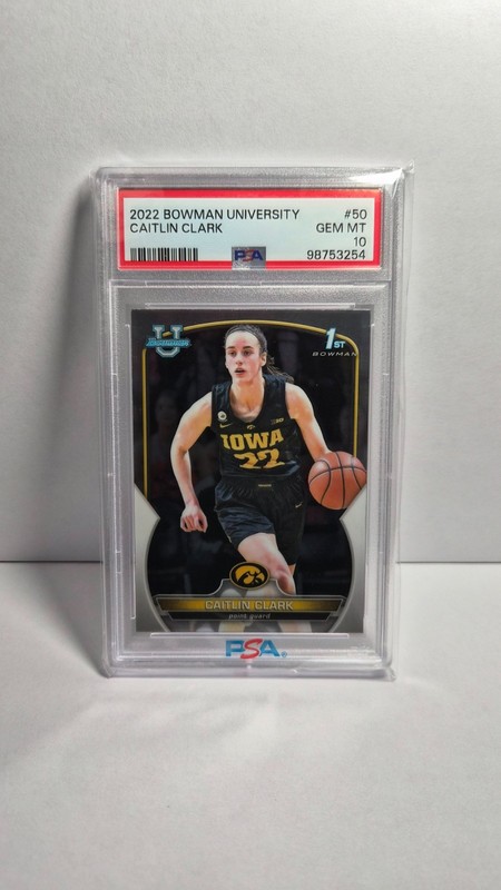 2022 BOWMAN CHROME UNIVERSITY #50 CAITLIN CLARK ROOKIE RC PSA 10 GEM MINT!!