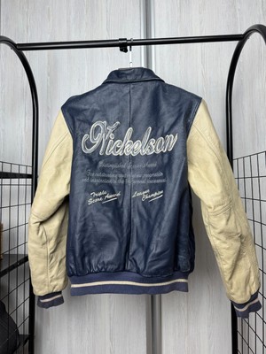 Nickelson Vintage Classic 90s Bomber Leather Varsity Jacket | eBay