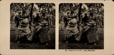 Stereo Foto Apia Samoa, Einheimische in Tracht - 11581919