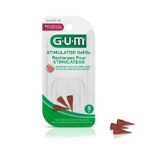 GUM Stimulator Refills - 3 Rubber Tips Included - 3 Count Pack of 1 , Red