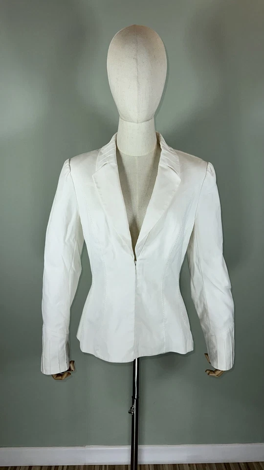 Blazer Thierry Mugler Couture para mujer vintage blanco algodón talla 42 Foto 2 de 4