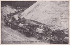 Bahnpost CORBETHA - DEUBEN, Ak.mit Militärkolonne bei Wilna