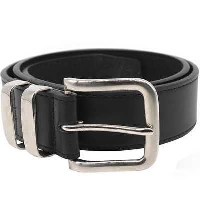 Duke D555 Herren Noah Big Tall Doppel Metallschlaufe Ledergürtel - Schwarz