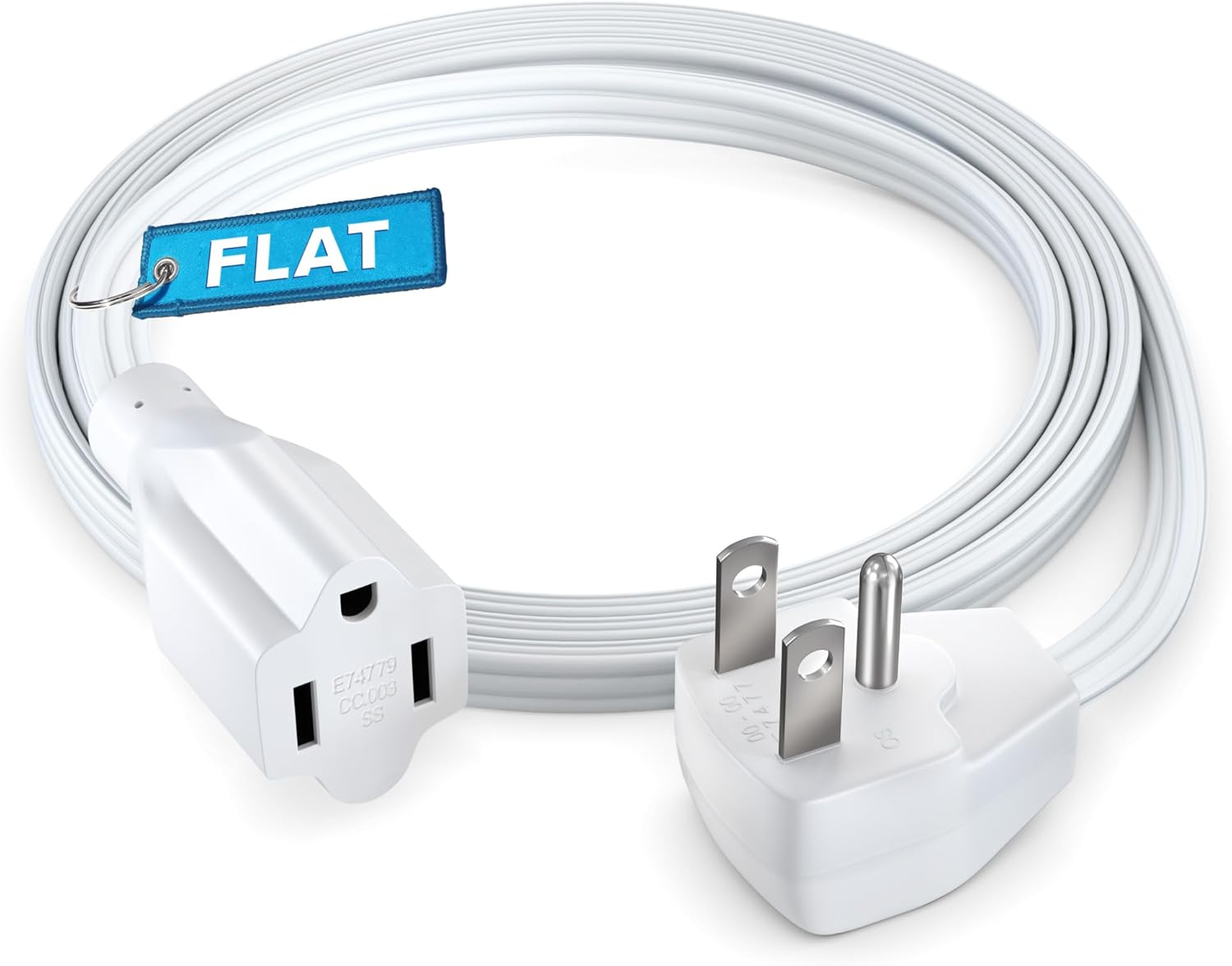 Extension Cord Heavy Duty (4 Feet) Flat Wire 3-Prong Flat Plug, 14 AWG Power Cor