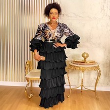 Long Maxi Dress Evening Wedding Gown Dashiki for African Women Plus Size Kaftan