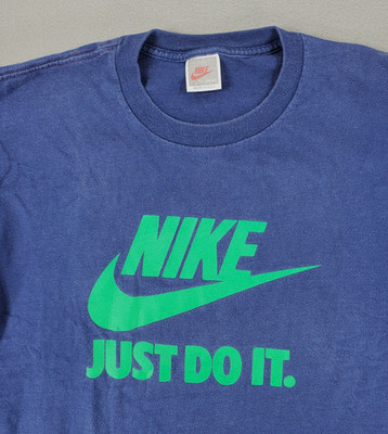 Vintage Nike Just Do It T Shirt Long Sleeve Spell Out Size XL Blue USA Gray Tag