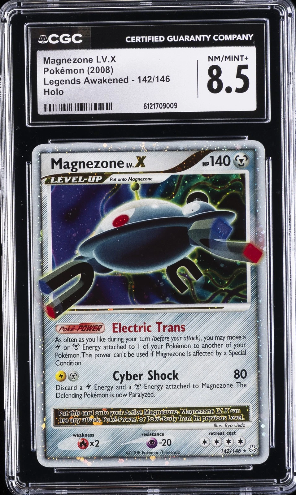 2008 POKEMON LEGENDS AWAKENED HOLO #142/146 MAGNEZONE LV.X CGC 8.5