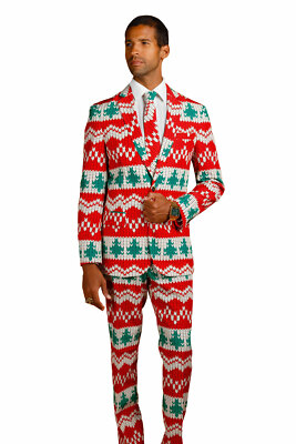 Shinesty Mens Christmas Blazer Red Ryder Knit Print Size 52