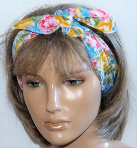 New Genuine Vintage Cute 80s Festival Floral Hair Bandana Headband