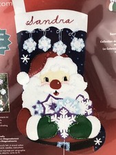 Janlynn Christmas Stocking Craft Kit Felt Applique 090-0054 Santa Snowflake NEW