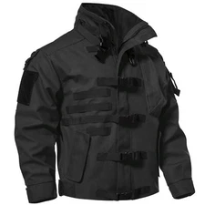 Motorcycle Tactical Jacket Mens Stand Collar Black Coat Outdoor Hiking Windproof