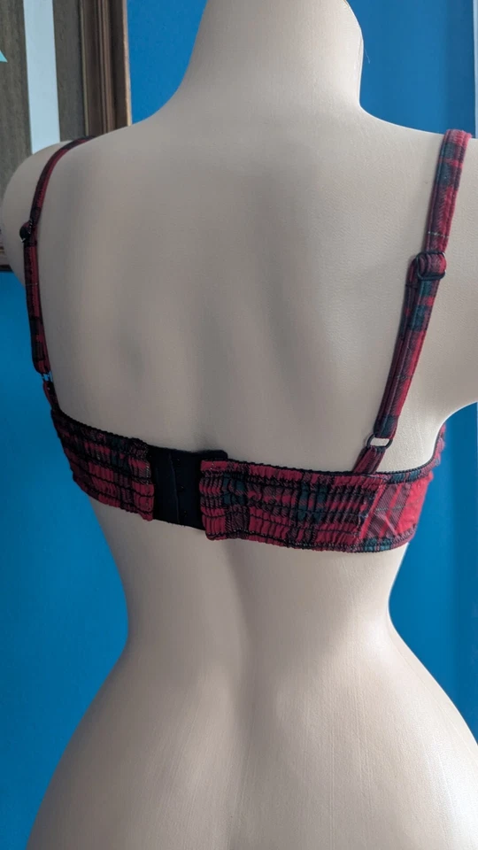 Sujetador vintage Eileen West terciopelo y cuadros con aros talla 34B San Valentín Navidad Foto 4 de 4