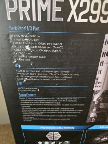 ASUS Prime X299-A II ATX Motherboard, Intel X299, LGA 2066, 12 IR3555 Power - Picture 5 of 13