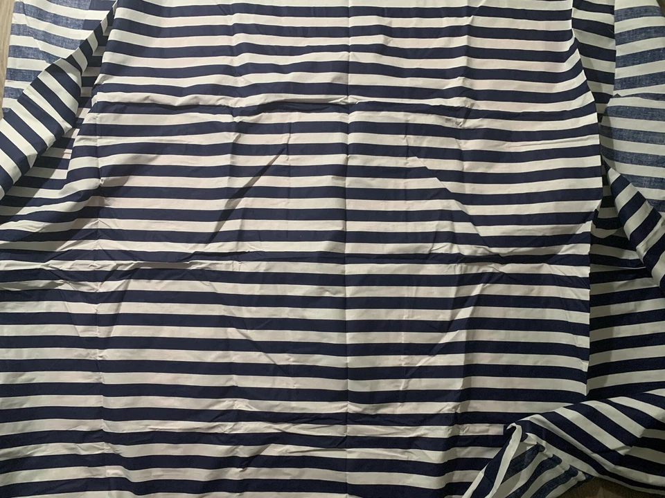 "Tela para muebles de algodón a rayas azul marino y blanco vintage años 90 2 piezas 85x57"" 86x58""" Foto 2 de 4