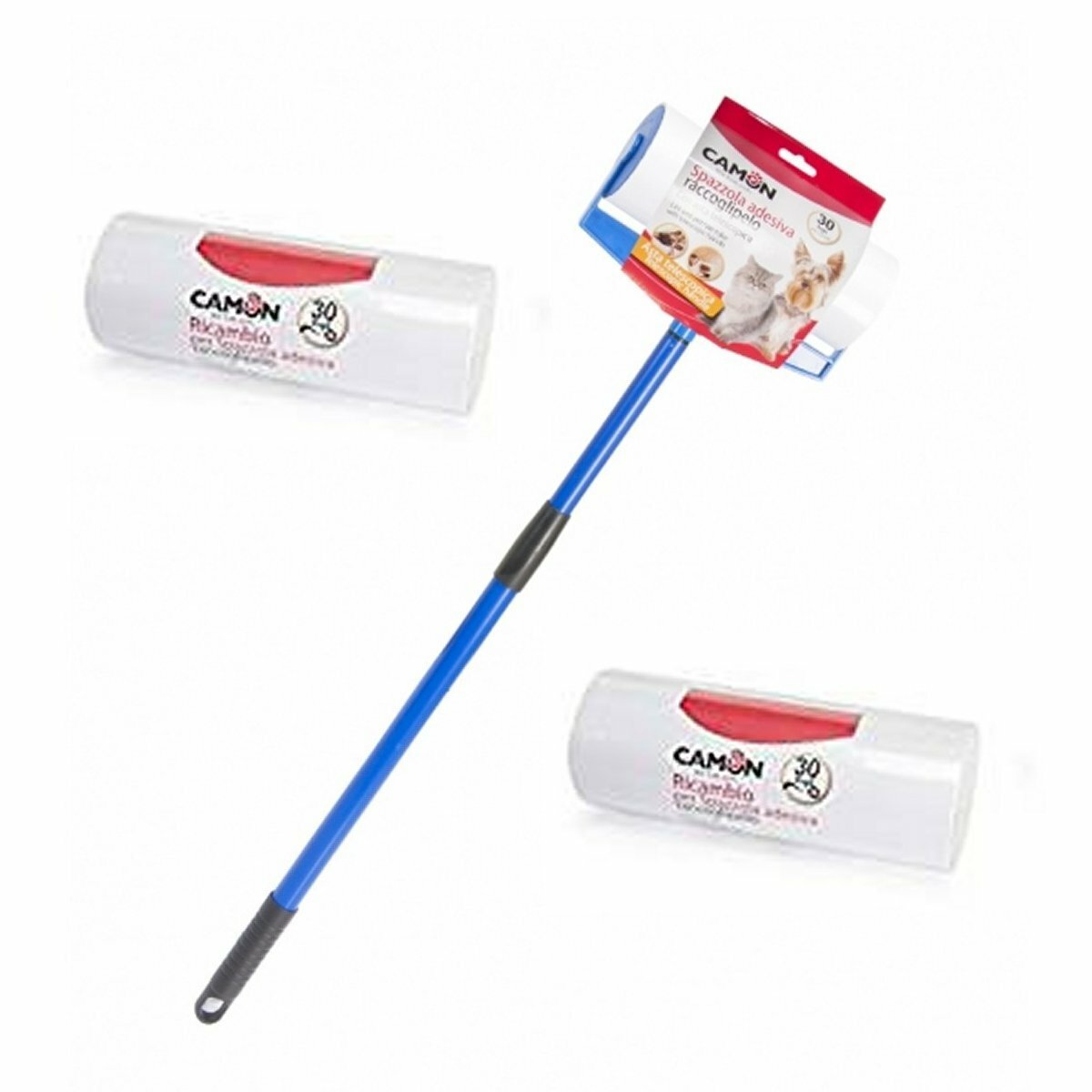  Camon Spazzola adesiva raccoglipelo con asta telescopica + 2 Rulli di Ricambio - 1