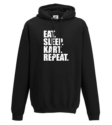 Essen Schlafkart Wiederholung Kartfahren Geschenk Hoodie alle Größen Erwachsene Kinder