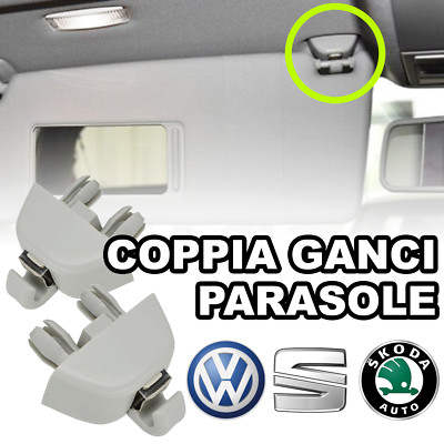 2 clips with HOOK x wing sun visor VW SEAT SKODA hook interlocking hooks clips