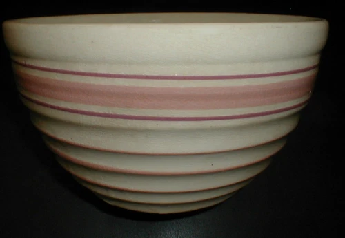 Mccoy USA Pottery E110 Ovenware Yellowware Pink Mauve Band 10 Batter Mixing Bowl