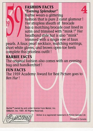 1991 Action/Panini Another First For Barbie 1959 #4 Evening Splendour - Bild 2 von 2