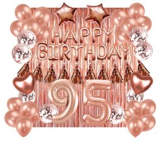 Designer Rose Gold 95th Happy Birthday Balloon Banner Party Decoration Supplies