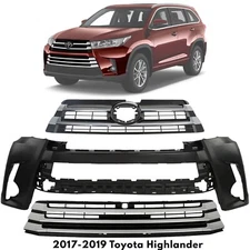 Front Bumper Cover Fascia & Grille Assembly Kit For 2017-2019 Toyota Highlander