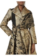 Making The Cut Women's Standard Metallic Jaquard Coat & Scarf Retail $149.99