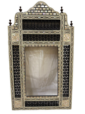 Handmade Mother of Pearl Inlay Mirror Frame   Antique Arabesque Wall Decor