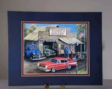 "The Auto Shop" Art Print Tommy's Garage Old Car & Trucks Man Cave Picture